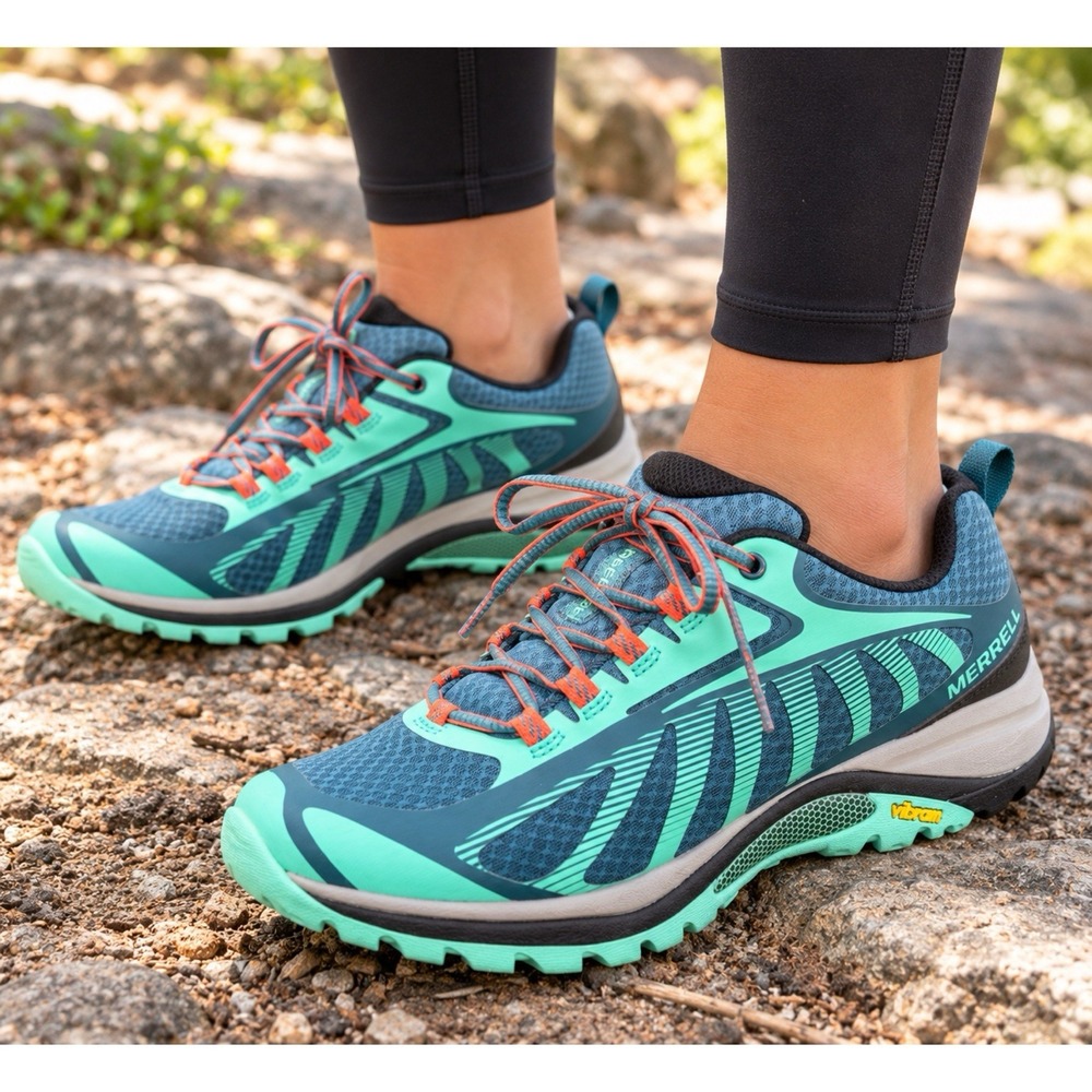 Merrell Siren Edge Women's Size 9 Teal Aqua Vibram Hiking Trail Shoes Sneakers